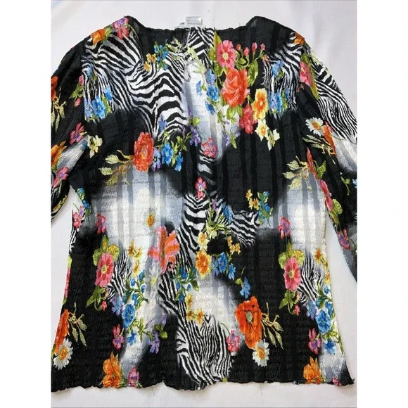 Alberto Makali Zip Front Top 80s 90s Mixed Media Puckered Size Medium Glam - Picture 5 of 8